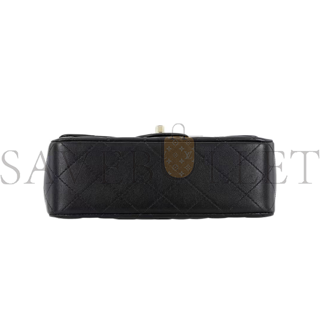 Ch*el master flap bag 23 black lambskin gold hardware as2431 (20*12*6cm)